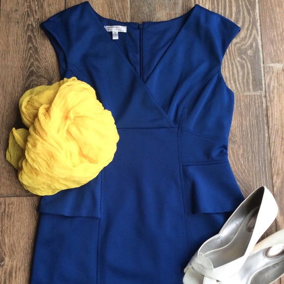 London Style Collection Dresses & Skirts - London Style Collection Navy Peplum Dress Size 10